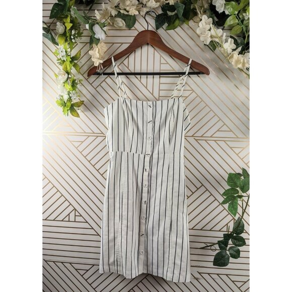 Forever 21 Women's Striped Mini Dress Button Up Size Medium NEW - Picture 1 of 6
